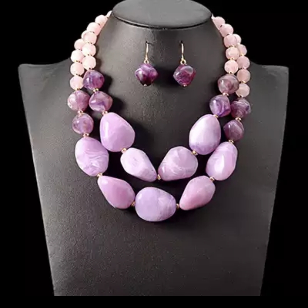 Resin Gem Statement Choker Set
